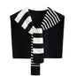 WaJuemy Sweater Shawl Wraps for Women Sweater Knitted Knotted Shawls Travel Casual Scarf Cape Shoulder Tops Fashion Wrap - color: Black Stripe