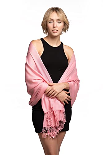 EURKEA Women's Scarf Pashmina Silky Soft Shawls Wraps Stole for Evening, Wedding and Gift - color: Peony