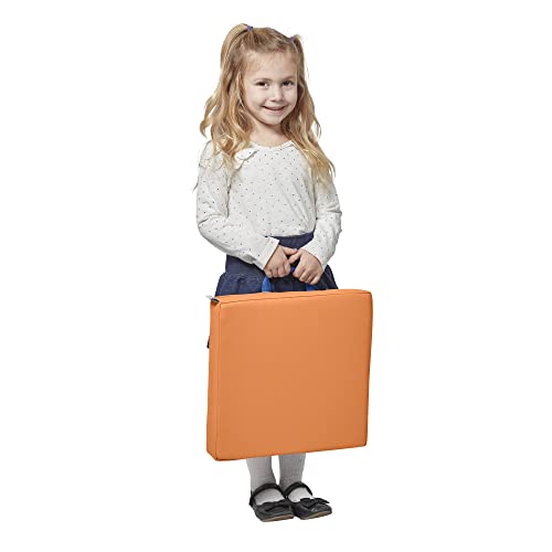 ECR4Kids SoftZone Floor Cushions, Square, Flexible Seating, Orange, 6-Piece - color: Orange