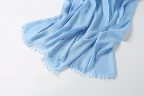 Jeelow Solid Color Scarf Wrap Shawl for Women Men – Soft Lightweight Head Scarf, All Season, Travel Beach Office Daily Wear - color: Blue