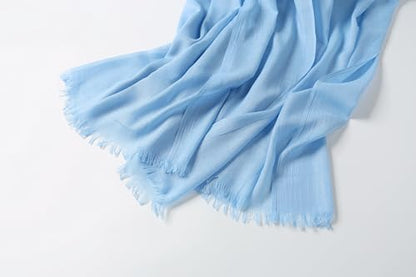 Jeelow Solid Color Scarf Wrap Shawl for Women Men – Soft Lightweight Head Scarf, All Season, Travel Beach Office Daily Wear - color: Blue
