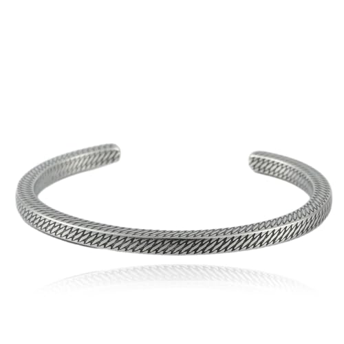 Handmade 925 Sterling Silver Bangle Bracelet Simple Silver/Gold Adjustable Cuff Bangles Durable Stainless Steel bracelet for Men &Women Daily Jewelry Gift for Anniversary Birthday Gift - color: Bangle-23