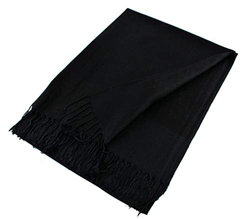 PASKMLNA Paisley Jacquard Pashmina Shawl Wrap Scarf Stole - color: Black
