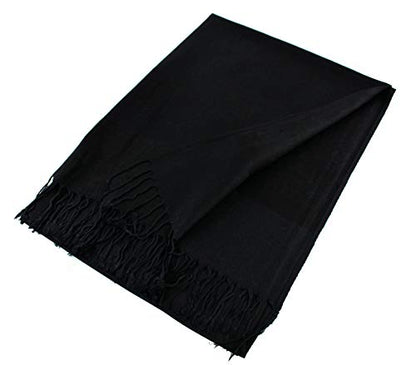 PASKMLNA Paisley Jacquard Pashmina Shawl Wrap Scarf Stole - color: Black