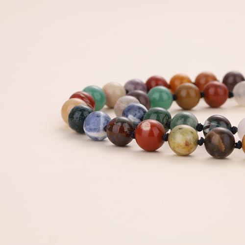 COAI Hand Knotted Tassel 108 Mala Beads Stone Beaded Necklace for Yoga Meditation - style: Multi-Color Stone