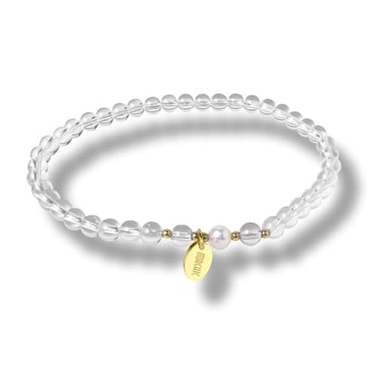 Morchic 4mm Natural Gemstone Beads Stretch Bracelet for Women, With Freshwater Pearls, Energy Gem Birthday Gift for Her 7.2” - color: Quartz