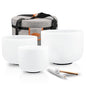RYAN DVAN 432Hz Crystal Singing Bowl Set of 3, 6" B Crown, 8" F Heart, 10" G Throat Bowls,Quartz Chakra Sound Bowls for Meditation & Healing, with Case, Mallet, Suede Striker & O-Rings - color: White (6B+8F+10G), size: 6-10 Inch 432Hz