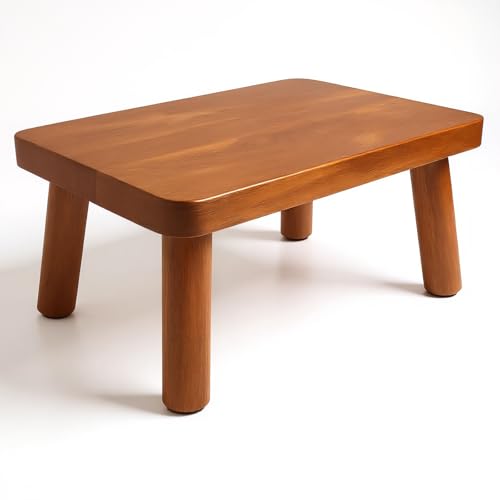 Wooden Step Stool, Foot Stool with Non-Slip Mat, One Step Stool, Small Stool for High Beds, Office, Bedroom, Bathroom (Brown, Small) - color: Brown, size: Small