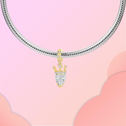 Prayer Cross Elephant Airplane Suitcase Charm 925 Sterling Silver Charms fits for Bracelets Necklace Pendant Bead Charms Jewelry Gift for Women Family - color: Golden Crown Skull Charm