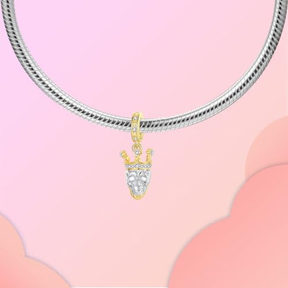 Prayer Cross Elephant Airplane Suitcase Charm 925 Sterling Silver Charms fits for Bracelets Necklace Pendant Bead Charms Jewelry Gift for Women Family - color: Golden Crown Skull Charm