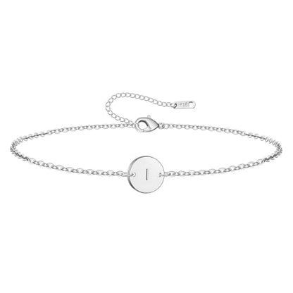 Personalized Initial Bracelet for Women Stainless Steel Letters Bracelet Delicate Coin Dainty Disc Alphabet Charm Bracelet Monogram Name Bracelet - style: I