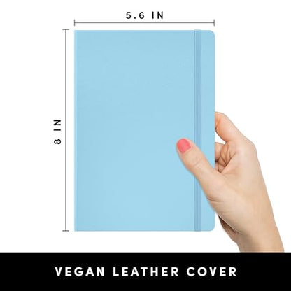 PAPERAGE Blank Journal Notebook, (Light Blue), 160 Pages, Medium 5.6 in x 8 in - 100 GSM Thick Paper – Hardcover Journaling Notebook for Work, School, Note Taking or Sketching - color: Light Blue, style: D. Blank