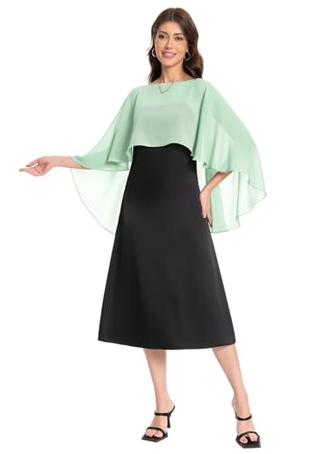 Baoqiya Women's Capelet Shawls and Wraps for Evening Dresses Soft Bridesmaid Shawl Chiffon Cape Wedding Cover Up - color: Mint