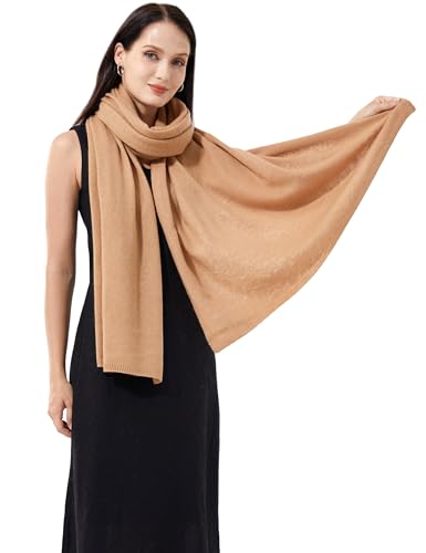 Soft Cashmere Blend Wrap Chic Scarf Stole for Women Wayfarer Travel Extra Large 87"x28" - color: Camel