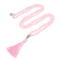 108 Mala Beads Necklace Semi-Precious Gem Stones Meditation Necklace 108 Hand Knotted Japa Mala Beaded Tassel Necklace with Tree of Life Pendant - color: Rose Quartz