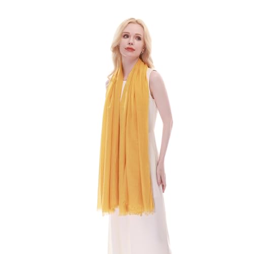 RIIQIICHY Scarf for Women Lightweight Solid Color Long Fashion Gauze Scarves Shawl Wrap - color: Yellow