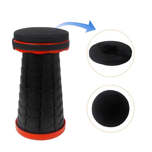Telescopic Stool Cushion, Round Thickened Folding Stool Seat Cushion with Memory Foam for Retractable Camping Stool (Black)(Not Include Stool) (1 Pack) - style: 1PCS