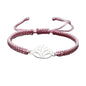 Lotus Symbol Bracelet for Women - Adjustable Cord, Silver Pendant, Spiritual Jewelry Gift - style: Rose Pink