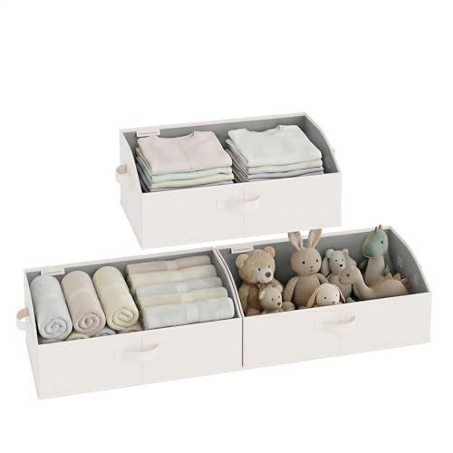 StorageWorks Closet Baskets for Shelves, Trapezoid Storage Bins, Closet Organizers and Storage, Clothes Organizing Bins, Large, Mixing of Beige, White & Ivory, 3-Pack - color: Mixing of Beige, White & Ivory, size: Large