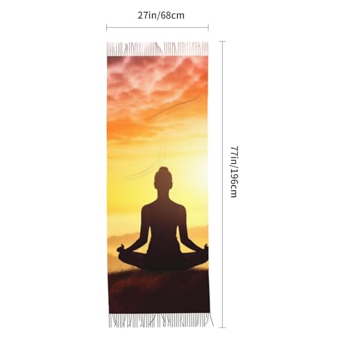 Yoga Meditation Scarf for Women Winter Warm Scarves, Cashmere Feel Tassel Fashion Scarfs, Pashmina Shawl and Wraps