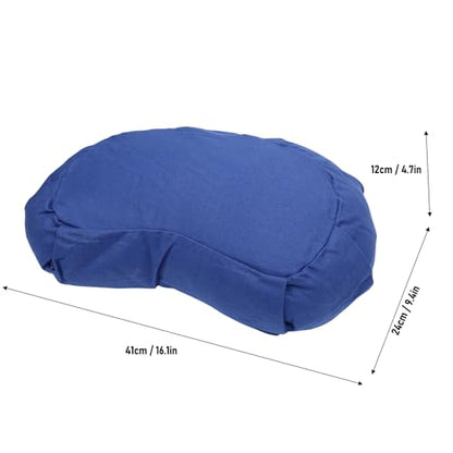 YUYTE Half Moon Meditation Cushion, Buckwheat Hulls Yoga Pillow Floor Seating Support with Cotton Cover for Meditation Zen Practice, Traditional Pillow (Dark Blue) - color: Dark Blue