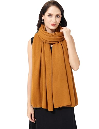 Soft Cashmere Blend Wrap Chic Scarf Stole for Women Wayfarer Travel Extra Large 87"x28" - color: Nuts Brown