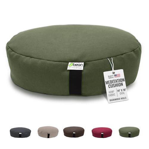 Bean Products Hemp Zafu Meditation Cushion for Sitting on Floor, Hemp Yoga Pillow, Zafu Meditation Pillow, Zen Seiza Kneeling Prayer Pad Support - Made in USA - Oval Cactus - color: Hemp Cactus, size: Oval XL - 14" x 18"