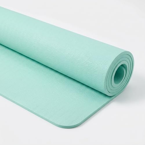 TPE Yoga Mat with Hanging Holes, Wall Mount Workout Mat, Shock Absorbent Fitness Pad for Home Gym, Pilates & Meditation - color: green