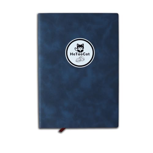 HeTaoCat Lined Journal Notebook, 200 Numbered Pages, A5 Medium Size (5.7'' x 8.3''), for Men & Women, Journaling, Writing, Work & Office, Soft-sided Leather Hardcover, 100 GSM Thick Paper (Navy Blue) - color: Navy Blue