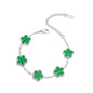 FLY FEI 18K Gold-Plated Four Leaf Clover Bracelet for Women,Adjustable lucky Bracelet Set Jewelry Gift-Hypoallergenic Charm for Birthdays, Wellness & Daily Wear - color: style02-Green(silvery)