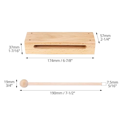 QWORK Wood Percussion Instrument Set - 2 Pack Wooden Sound Blocks with Mallets, for Concerts, Recordings & Community Bands