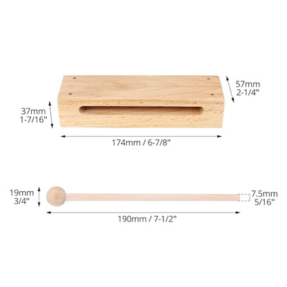 QWORK Wood Percussion Instrument Set - 2 Pack Wooden Sound Blocks with Mallets, for Concerts, Recordings & Community Bands