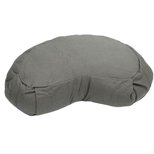 Yinhing Half Moon Meditation Cushion Filled with Buckwheat Hulls Premium Soft Cotton Cover Ergonomically Designed Meditation Pillow Comfortable Support for Mindfulness Practice - color: Gray