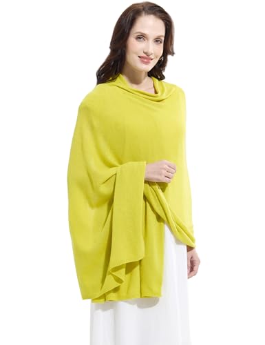 Soft Cashmere Blend Wrap Chic Scarf Stole for Women Wayfarer Travel Extra Large 87"x28" - color: Bluish Yellow