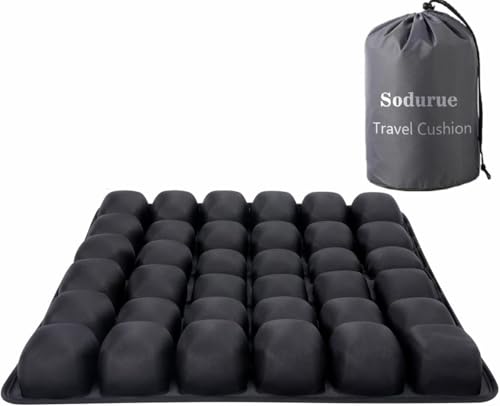 Sodurue Travel Cushion Airplane Seat,Airplane Seat Cushion for Long Flights,Press Type Air Inflatable Wheelchair Seat Cushion for Car,Office,Stadium,Ergonomic Comfort Support,Heavy Duty (36 Air Bag) - size: 36 Air Bag