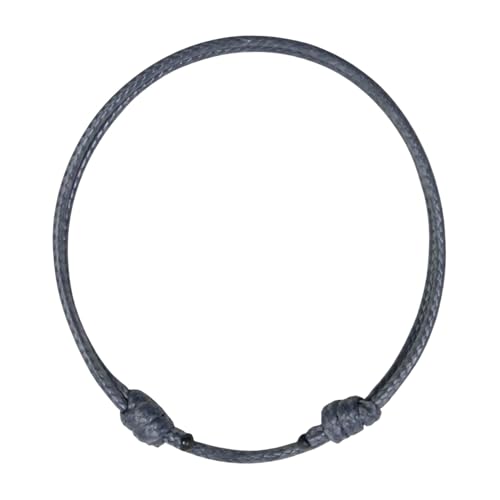 Luck Strings Adjustable Wax Nylon Cord Bracelet for Men Women Adult - Vegan Leather String | Unisex Waterproof Nautical & Surfer Style Friendship Gift, Minimalist - color: Grey