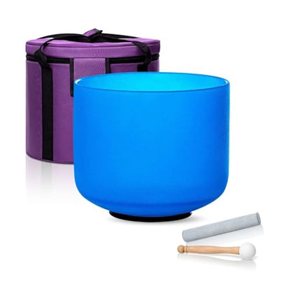 8 Inch Blue G Note 432hz Throat Chakra Crystal Singing Bowl Healing with Carrying Case and Rubber Mallet Suede Strikers Oring - color: Blue G Note, size: 8 inch