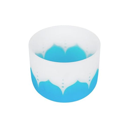 Singing Bowl, 8 Inch Frosted Quartz Crystal Sound Bowl Crystal Singing Bowls with sheepskin percussion stick for Meditation and Stress Relief (Blue) - color: Blue