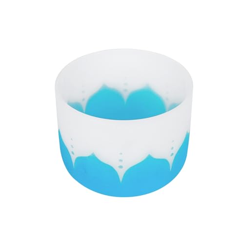Singing Bowl, 8 Inch Frosted Quartz Crystal Sound Bowl Crystal Singing Bowls with sheepskin percussion stick for Meditation and Stress Relief (Blue) - color: Blue