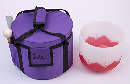 Leize Lotus Design Quartz Crystal Singing Bowl C Note Root Chakra White 8" with Heavy Duty Carrying Case Suede Striker - color: lotus design, size: 8" C Note