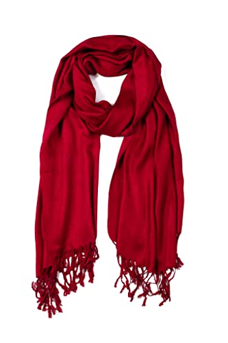 Sakkas 78" X 28" Rayon from Bamboo Soft Solid Pashmina Feel Shawl/Wrap/Stole - color: Dark Red