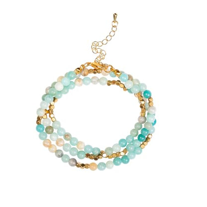 4mm Mini Beads Natural Stone Adjustable Bracelet For Women, Energy Charm Jewelry, Birthday Gift - color: Amazonite