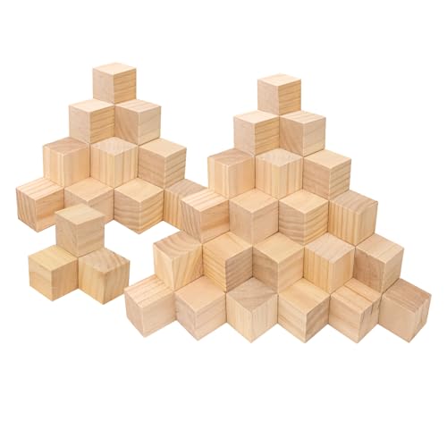 80 PCS Premium 2 Inch Wooden Cubes, Natural Pine Wood Cubes for Crafts, Wood Blocks Ready for Artistic DIY Projects-Unleash Creativity with Blank Wood Blocks - size: 80 PCS 2 Inch
