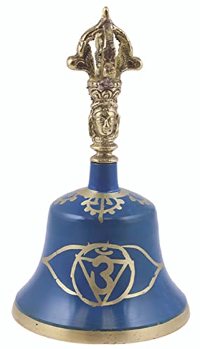 SOUL STICKS 7 Chakras Bronze Tibetan Buddhist Religious Metaphysical Meditation Ritual Altar Bells 6.25 (Dark Blue) - color: Dark Blue