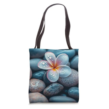 Pebble Rock with Flower Yoga Meditation Tote Bag
