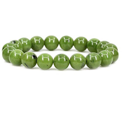 Amandastone Natural Gemstone 10mm Round Beads Stretch Bracelet 7 Inch - color: Canadian Jasper