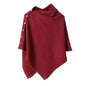 Women's Versatile Knitted Shawls Scarf Poncho Sweater Capes with Buttons Lightweight Spring Summer Fall Winter Wraps - color: Red