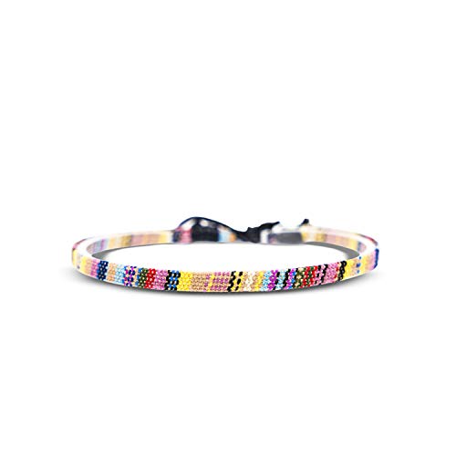 Made by Nami 2 Pcs Boho Surfer Bracelets for Women and Men Waterproof and Adjustable Braided Bracelets Set of 2 for Ethnic Hippie Style - color: White & Yellow
