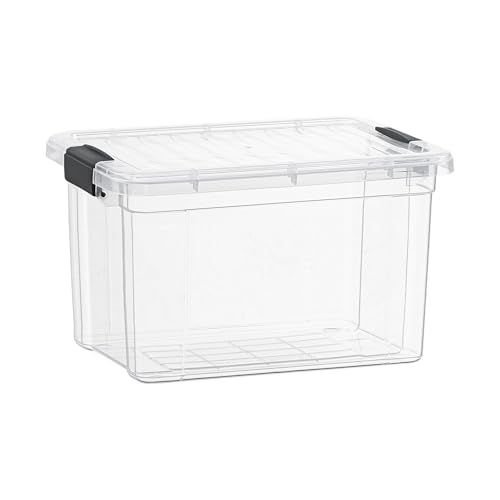 Superio Clear Storage Box with Lid, 14.7 Quart Plastic Container Bins for Organizing, Stackable Crates, BPA Free, Non Toxic, Odor Free, Organizers for Home, Office, School, and Dorm - size: 14.7 Quart