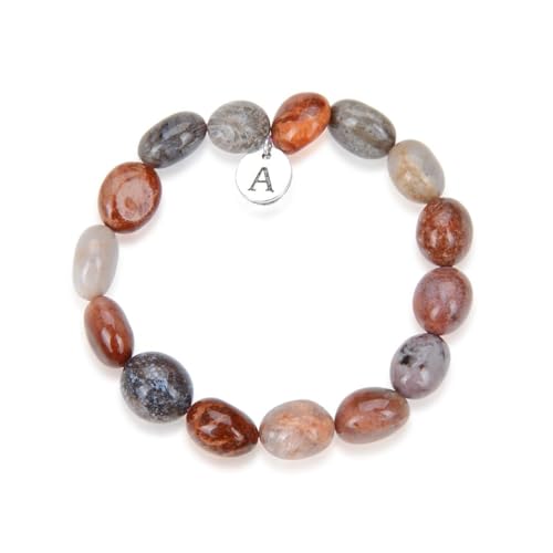 Adabele 1pc Natural Stretch Gemstone Bracelet 7mm-10mm Free Form Bead 7 Inch 7.5 Inch Healing Crystal Engergy Quartz Chakra Jewelry Women Birthday Gift - color: Fossil Coral, size: 7 Inch (bead size 7-10mm)